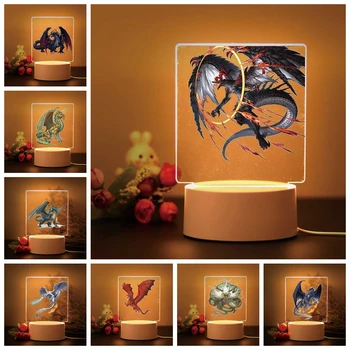 1 pc Lääne-Dragon 3D Lamp Usb Powered & Akuga Optiline Illusioon Tabel Koos puldiga