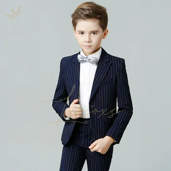 2-osaline triibuline ülikond poistele, ametlik riietus kohandatud lastele vanuses 3 kuni 16, ideaalne pulmapidu kleit