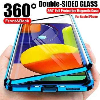 360 Täieliku Kaitse Magnet Case For iPhone 13 12 Mini 11 Pro XS Max SE2020 XR-X 8 7 6S Pluss Kahekordne Klaasist Kate Coque Juhul