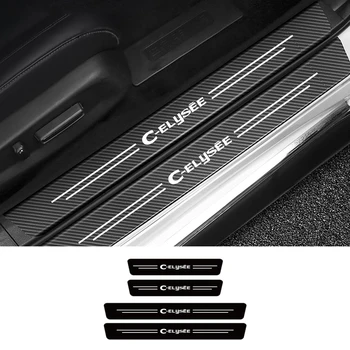 4tk Jaoks Citroen C-ELYSEE Carbon Fiber Auto Kleepsud Kleebi Protector Ribad Auto Ukse Lävepakk Anti Scratch Lindi Veekindel PET-Kile