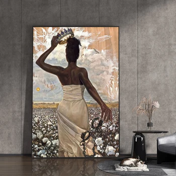Aafrika Ameerika Kunsti Loominguline Vabadus Kroon Must Naiste Seina Art Canvas Poster ja Prindib Pilte, elutuba, tuba Teenetemärgi
