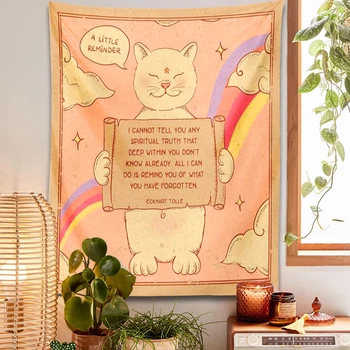 Armas Kass Coven Vaip Seina Riputamise roosa kass retro Nõidus Hipi vikerkaar Bohemian Seinavaibad elutuba Kodu Dorm Decor