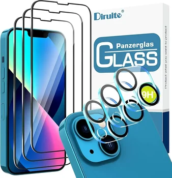 Diruite 6 Pack 13 iPhone Screen Protector Karastatud Klaas,HD 9H Kõvadus täisekraan Karastatud Klaas, Kile iPhone 13