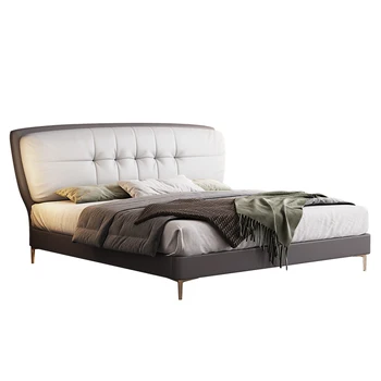 Itaalia minimalistlik nahast voodi, kerge luksus, kaasaegse ja minimalistliku 1,8 m