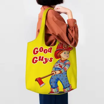 Korduvkasutatavad Head Poisid Tuletõrjuja ostukott Naiste Lõuend Õla Kott Pestav lapsemäng Chucky Toidupoed Shopper Kotid Käekott