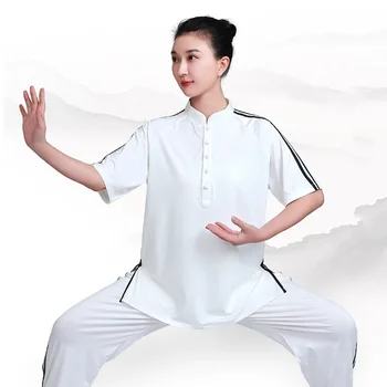 Kung Fu Kleit Võitluskunst Ühtne Taiji Riided Wushu Riided Unisex Naiste Ja Meeste Valge Sportlik Tuul Kun Master 2023 Uus