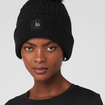 LO Kaabel Koo Beanie Väljas Soe Solid Color All-sobitamine Kootud Müts Naistele