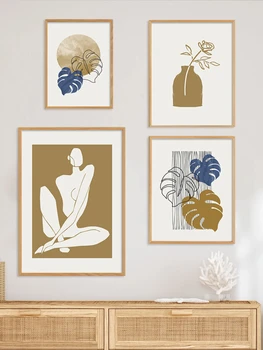 Matisse Monstera Geomeetriline Keha Line Abstraktse Plakatid Seina Art Lõuend Maali Prindib Pilte, Elutuba Interjöör Home Decor
