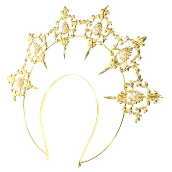 Meie Daami Peapael Golden Tiara Hairband Pruudi Headpiece Retro Stiilis Hoop Peakatted Raud Aksessuaar Pruut Decor Elegantne