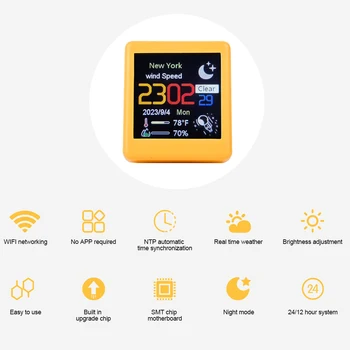 Multifunktsionaalne Smart Desktop Kell Wifi Ilm Kella Ekraani Värv Temperatuur/Niiskus ilmajaamas Kella Öö Valguses