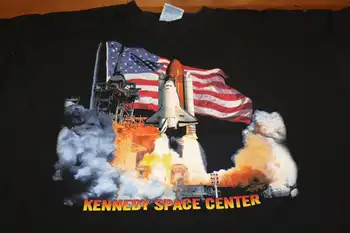 Vintage Kosmosesüstik Kennedy Space Center Must T-Särk XXL