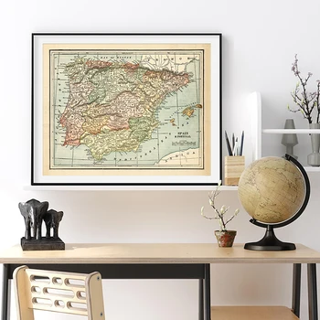 Vintage Riigi Kaardi Prantsusmaa Hispaania Portugal Plakatid Lõuendile Maali Seina Art Print Pilt elutuba Interjöör Home Decor