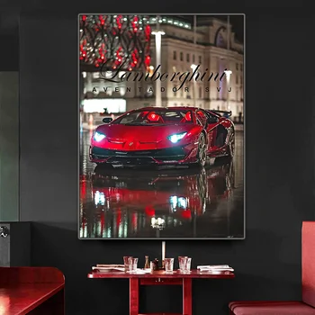 Väga Lahe Punane sportauto Canvas Poster Kaasaegne Lahe Auto Seina Art Lõuend Maali Seinale Art Pilt Salong Home Decor