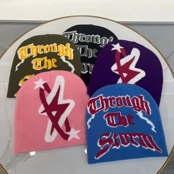 Y2k Beanie Müts Mehed Naised kahepoolne Müts Mood Punk Kootud Mütsi Suundumusi Hip-hop Skullies Müts Talvel Väljas Soe Bonnets