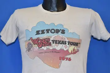 vintage 70s ZZ TOP WORLD WIDE TEXAS TOUR 1976 KOBRAS PRODUCTIONS t-särk VÄIKE S