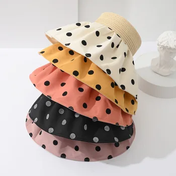 2023 Uut Tüüpi EmptyTop Müts Naiste Väljas Päikesekaitsetoodete Shell Müts Kevad Ja Suvi Polka dots kokkupandav Päike Mütsid