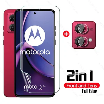 2in1 Liimi Täis Hüdrogeeli Film Motorola Moto G84 5G Screen Protector MotoG84 MotoG54 MotoG14 G54 G14 4G Tagasi Kaamera Objektiivi Klaas