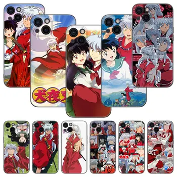 Anime InuYasha Telefoni Puhul Apple iPhone 13 12 Mini 11 Pro XS Max XR-X 8 7 6S 6 Pluss 5S 5 SE 2020 Pehme TPU, Must Kaas