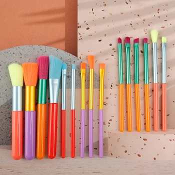 Candy Värvi Makeup Brush Set - 15 Tk Puuder, Lauvärv, Silmapliiats, Sihtasutus, Põsepuna - Ilu-ja Kosmeetikatooted