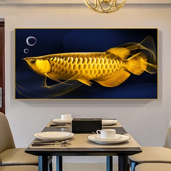 Hiina Stiilis Golden Koi Õnnelik Karpkala Lõuendile Maali Kala-Kuldkala, Plakatid Ja Pildid Home Decor Pilt Cuadros Wall Art