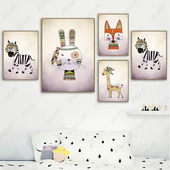 Isiksus Tribal Loomade Plakat Fox Zebra Wallpaper Cartoon Lõuendile Maali Kunst Teenetemärgi Kodus Magamistuba Käsitöö Printimine