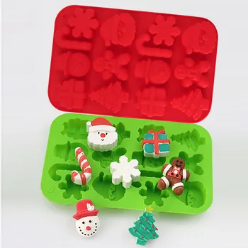 Jõulud Silikoon Šokolaadi Hallitus 2023 Xmas Santa Snowman Piparkoogid Lumehelves Candy Mould Kook Dekoreerimiseks Cupcake Torukübar