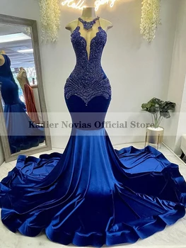 KADIER NOVIAS Kaua, Royal Blue Velvet Merineitsi Tanssiaiset Kleidid 2022 koos Helmed õhtukleit Vestido De Fiesta