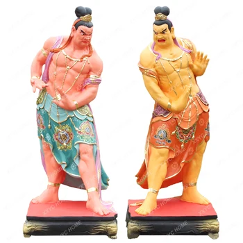Kohandatud Huayin Saalis Kaks Hooldajatega Singi ja Ha Kuju Vaik Klaaskiud Buddha Kuju Ukse-Jumal Hercules Paaris