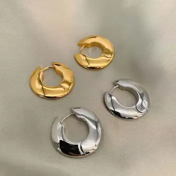 Korter hoop kõrvarõngad naistele kuld paksu hoop kõrvarõngad luksus brändi kavandatud ehted dupli elegantne minimalistlik