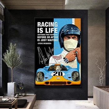 Mansi 24 Tunni Võidusõidul Michael Delaney, Lõuend Print Põhjamaade Plakat Seina Art Pilt Elutuba Kodu Kaunistamiseks Frameless