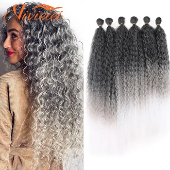 Sünteetiline Afro Krussis Lokkis Juuksed Kimbud juuksepikendusi 24-28 Tolline 6tk/Palju Ombre Blondid Juuksed Weaves Valge Naiste VIVIEIEI