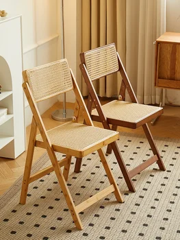 Viinapuu punutud toolid, leibkonna kokkuklapitavad toolid, bambusest täispuidust , seljatugi, Põhjamaade puidu-style