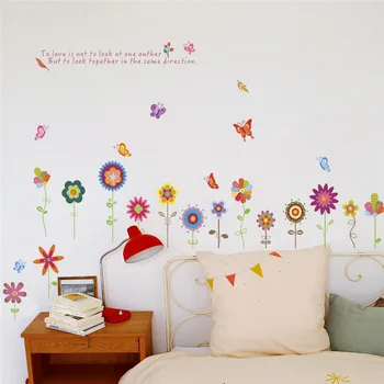 Värvikas Abstraktne Lill, Liblikas Seina Kleebis jaoks elutuba, Magamistuba Baseboard Trepid Kodu Kaunistamiseks Taim Pannoo Kunst Decal