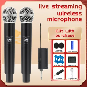 Wireless Dual Pihuarvutite Dünaamiline Mikrofon Karaoke Mikrofon koos Laetav Vastuvõtja Pulmapidu Kõne Kiriku Klubi